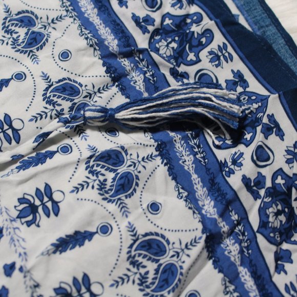 Max Studio Blue White Floral Lace Up Tank M - Picture 2 of 4